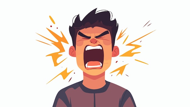 Vector angry man concept evil character screaming