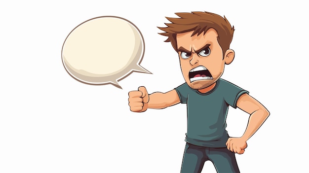 Angry Man Pointing with Speech Bubble Cartoon Illustration