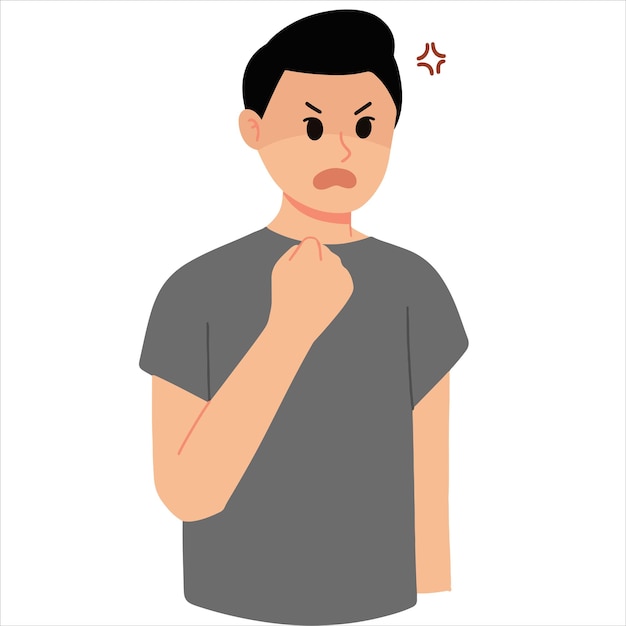 Angry man with clenched hand illustration