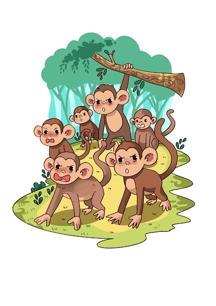 Angry Monkeys in jungle