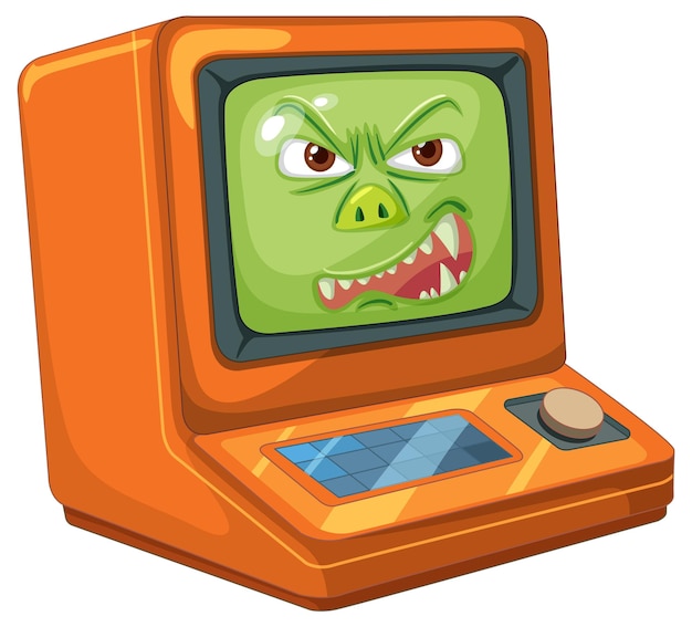 Angry Monster in Retro Computer Illustration