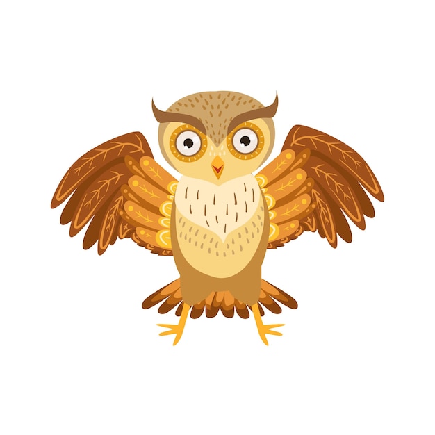 Angry Owl Cute Cartoon Character Emoji With Forest Bird Showing Human Emotions And Behavior