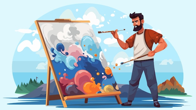 Vector angry painter cartoon illustration