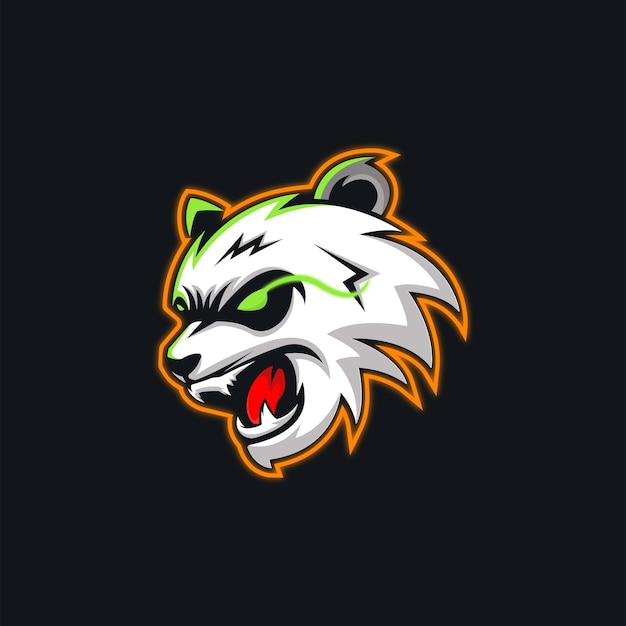 Angry panda head mascot logo