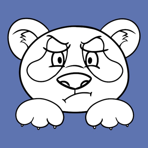 Angry panda Monochrome drawing panda character animal emotions vector illustration