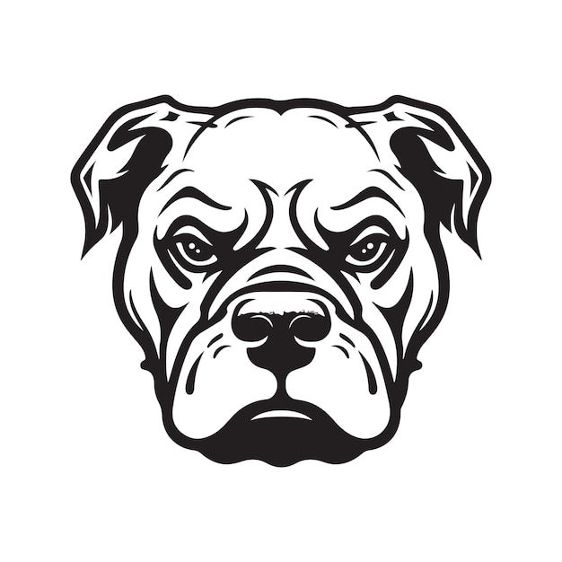 Angry pitbull logo concept black and white color hand drawn illustration