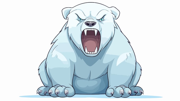 Angry Polar Bear Gradient Line Drawing on Cold Background