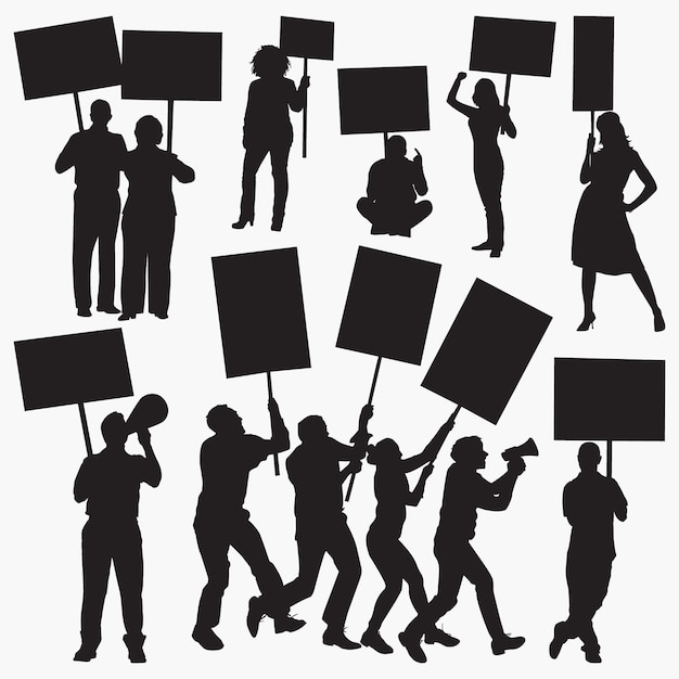 Angry Protestors Silhouettes