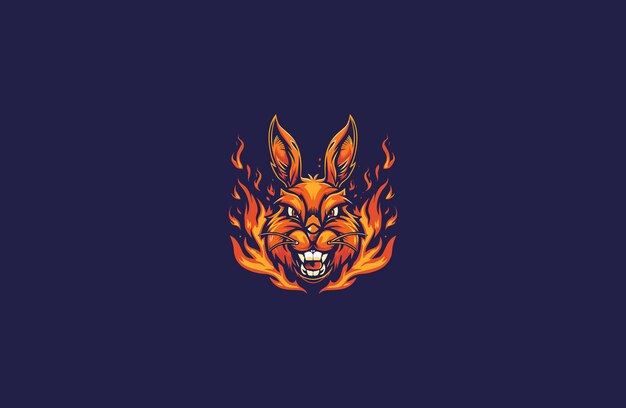 Vector angry rabbit on fire design vector illustration