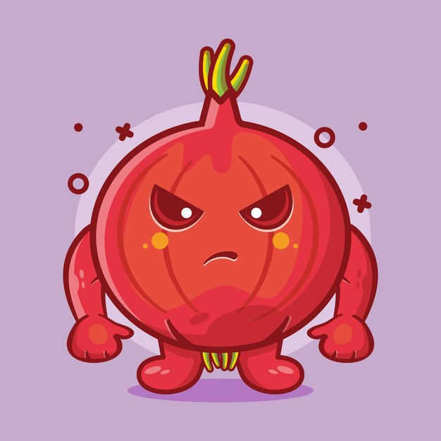 angry red onion character mascot isolated cartoon in flat style design