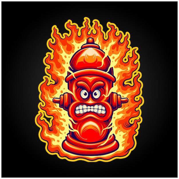 Angry red vintage water plug logo cartoon illustrations