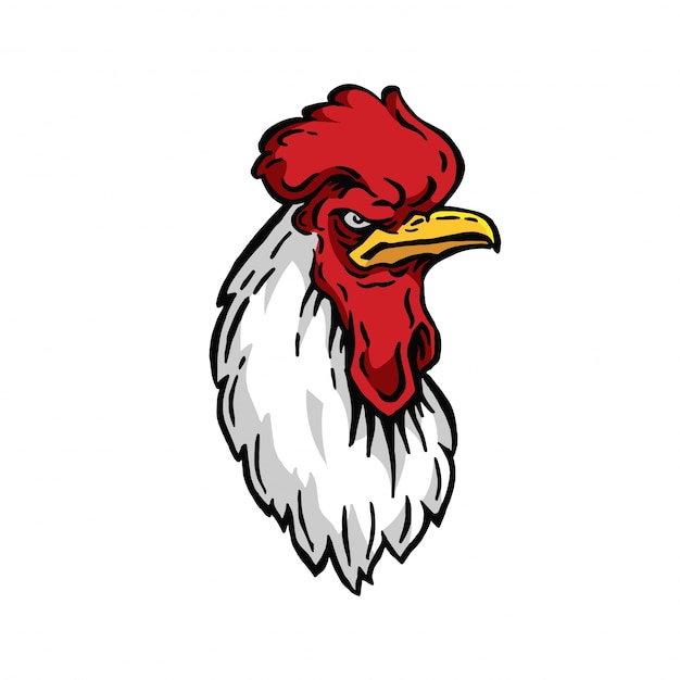 Angry Rooster Head Logo Character Illustration