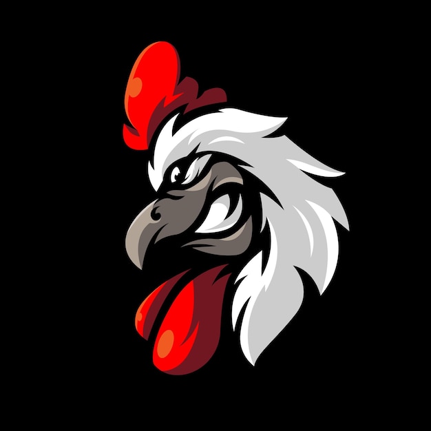 Angry rooster mascot logo design vector illustration