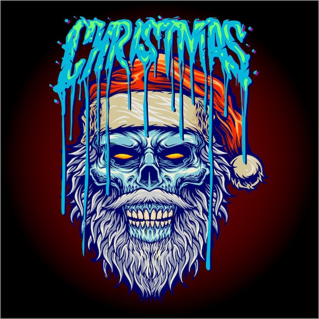 Angry santa claus skull zombie Mascot illustrations