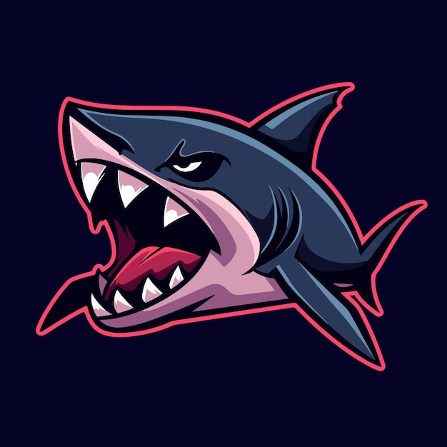 Angry shark mascot vector illustration