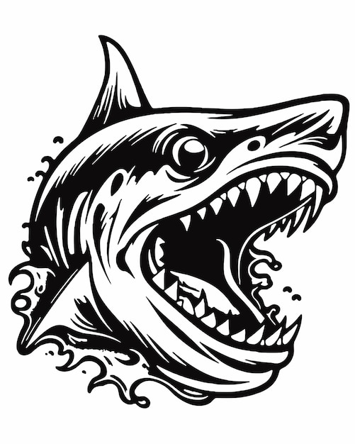 angry shark with sharp teeth