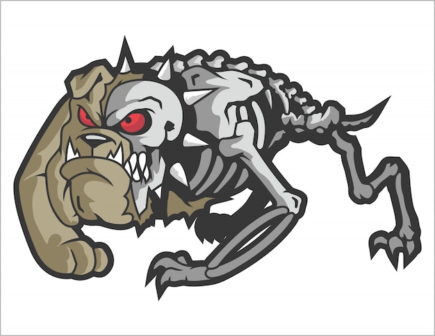 angry skully bulldog monster vector 