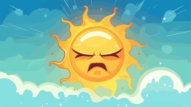 Vector angry sun cartoon illustration