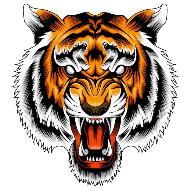 angry tiger face vector illustration