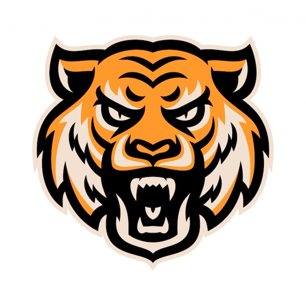 Angry tiger head logo mascot template vector illustration