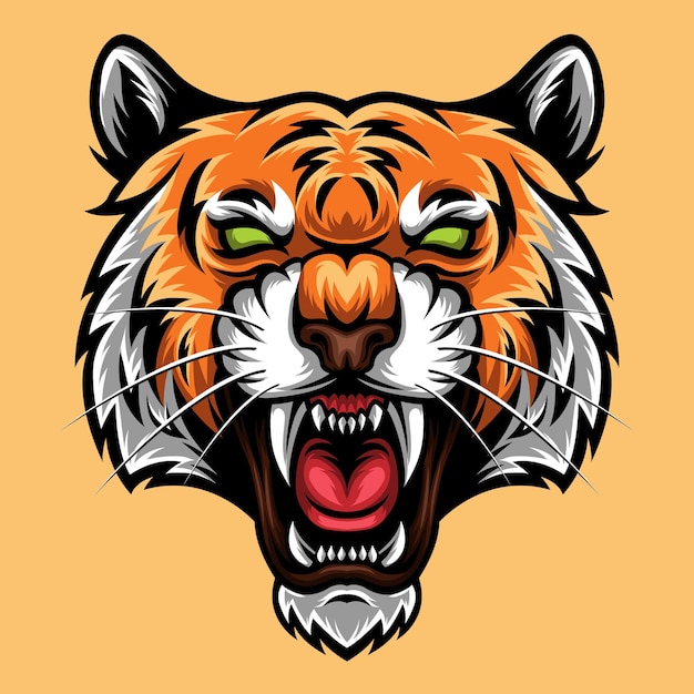 Angry tiger head mascot vector illustration