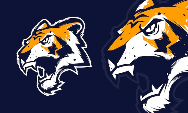 Angry tiger head premium logo vector mascot illustration