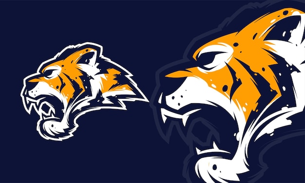 Angry tiger head premium logo vector mascot illustration