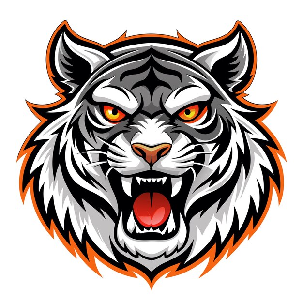 Vector an angry tiger logo with orange eyes and a black and orange background