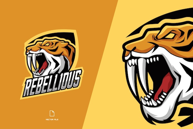 angry tiger mascot game logo for sport team