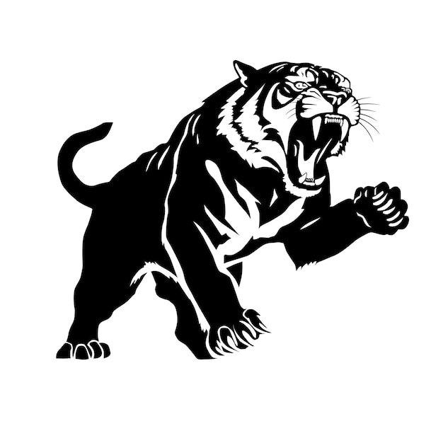 Angry Tiger silhouette Vector