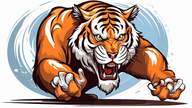 Vector angry tiger sports mascot holding a ten