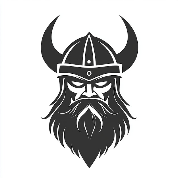 Angry Viking Head Black And White Vector