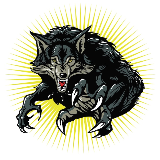 Angry Werewolf Logo Character Design Vector Illustration