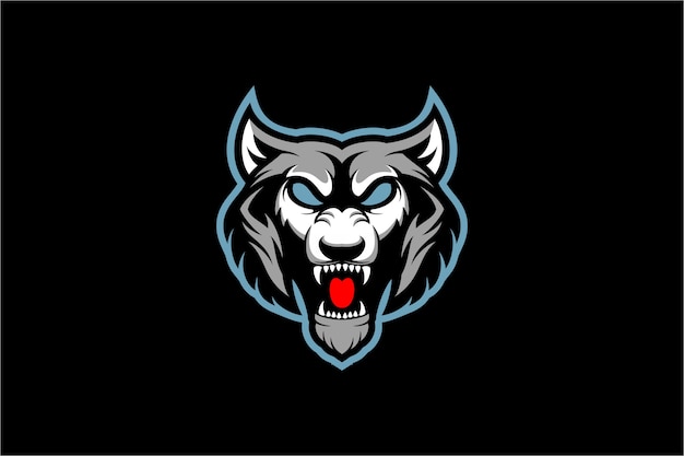 Angry wolf head esport   illustration