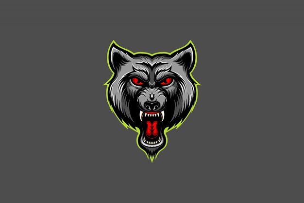 Angry wolf head esport logo