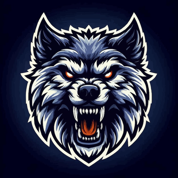 Angry wolf head mascot vector