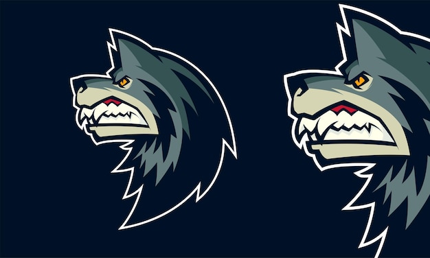 Angry wolf head premium logo vector mascot illustration