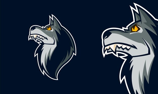 Angry wolf head premium logo vector mascot illustration