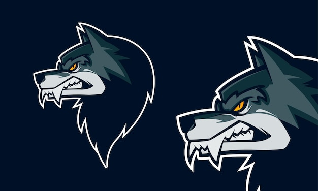 Angry wolf head premium logo vector mascot illustration