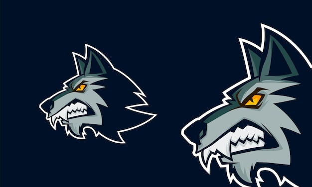 Angry wolf head premium logo vector mascot illustration