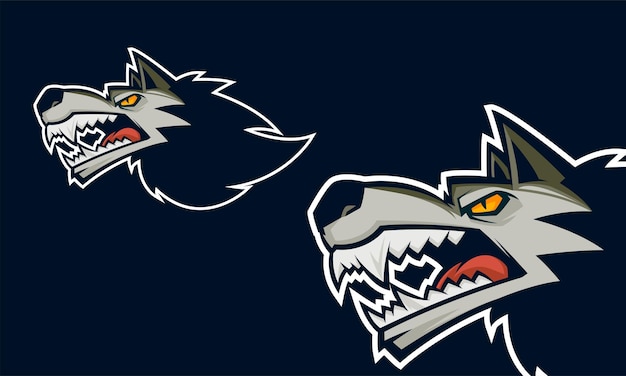 Angry wolf head premium logo vector mascot illustration