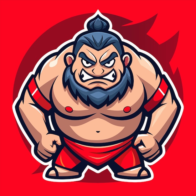 Vector an angry wrestler with a red background and a cartoon image of a wrestler wearing a red belt