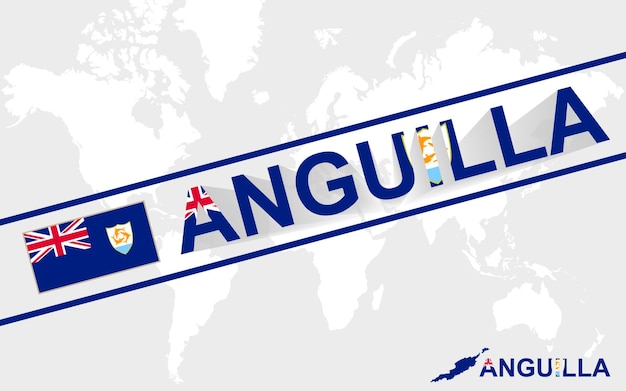 Anguilla map flag and text illustration