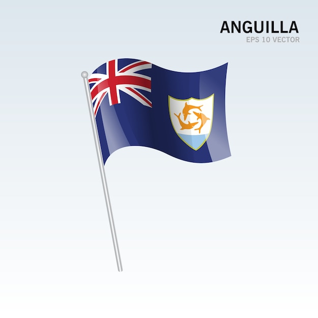 Anguilla waving flag isolated on gray background