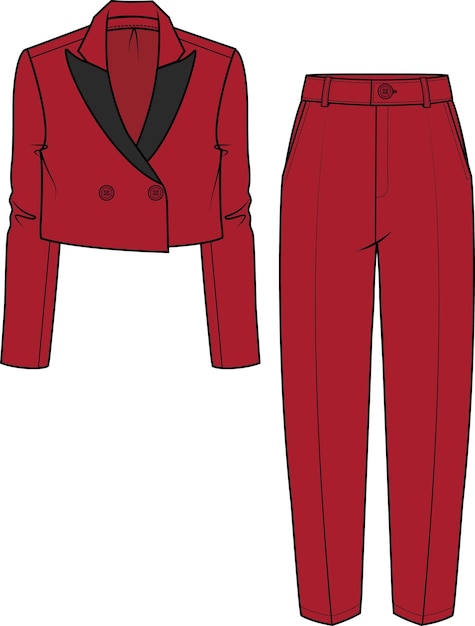 ANGULAR CUT WOMEN BLAZER WITH STRAIGHT FT PANTS CORPORATE WEAR VECTOR