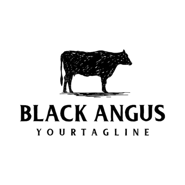 angus vector logo design Black cattle vector isolated on white background