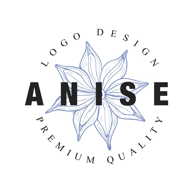 Anicse logo design premium quality culinary spicy herb emblem vector Illustration isolated on a white background