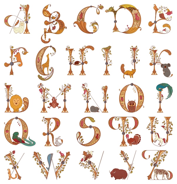 Animal alphabet. English letters