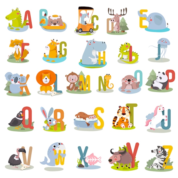 Animal alphabet graphic A to Z.