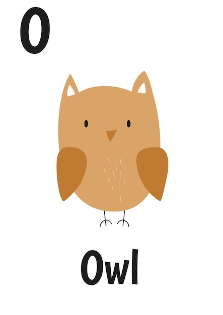 Animal alphabet for kids with owl